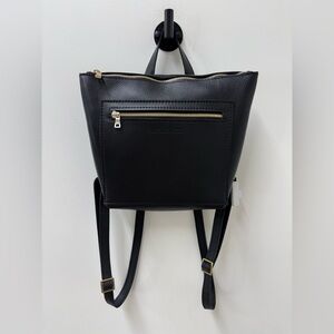 Portland Leather Black ‘Almost Perfect’ Tote Backpack with Gold Accents